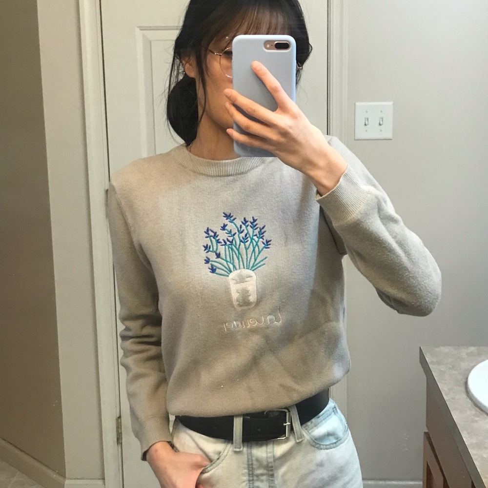 Thick Beige Lavender Sweater